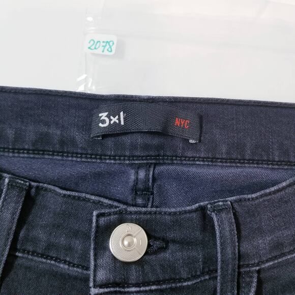 3x1 NYC Skinny Jeans Black High Rise Frayed Hem Denim - Picture 11 of 12